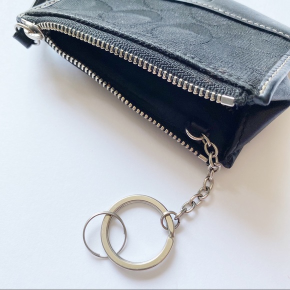 Coach Black Coin Keychain Zippered Card Holder - Picture 4 of 7